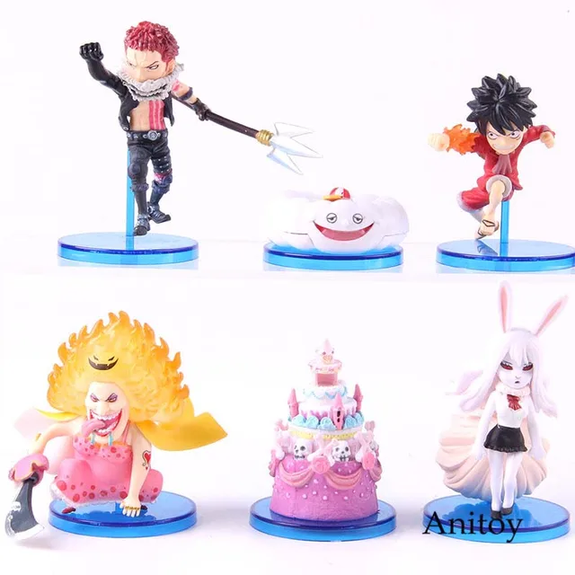 Best Offers One Piece Action Figure Wanted Wedding Cake Zeus Carrot Big Mom Katakuri Luffy PVC Collectible Model Toy 6pcs/set