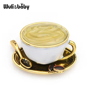 

Wuli&baby 2019 Vintage Coffee Cup Brooches Women Men's Metal Brooch Pins