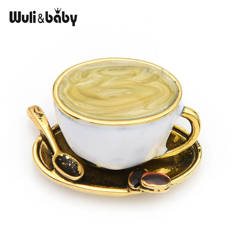 Wuli & baby 2019 Vintage Coffee Cup broszki damskie męskie metalowa broszka szpilki|Broszki| - AliExpress