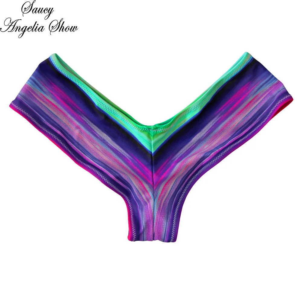 SAUCY ANGELIA Women Swimwear Sexy Rainbow Print Separates Swimsuit