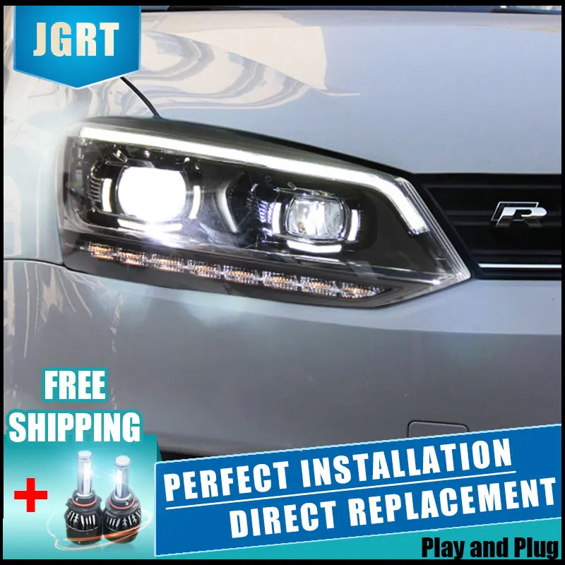  2PCS LED Headlights For VW Polo 2011-2017 Car Led Lights Double Xenon Lens Car Accessories Daytime  - 32889567656