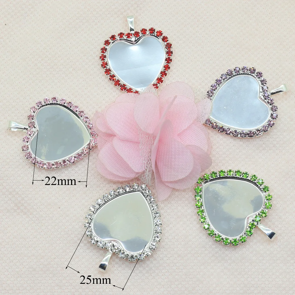 

inner size 25*22m 10pcs Heart Diamond button Metal Rhinestones Negative film,DIY Flower Center tray cap setting 10 stock colors.