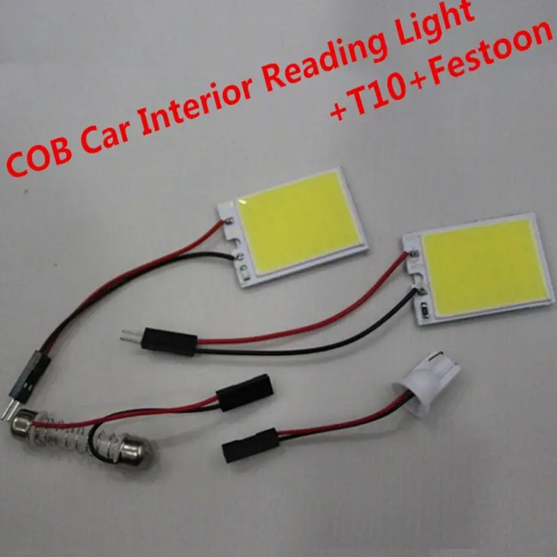 

8W COB 48 Led Square Auto Dome Panel Light Car Interior Lights Reading Lamp 12V Roof Light With Adapter Base Low Price