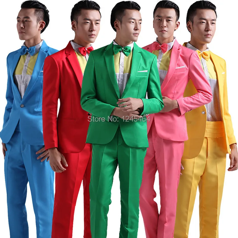 6 colors(red yellow blue green suit)Men's Wedding Dress Groom Tuxedos ...