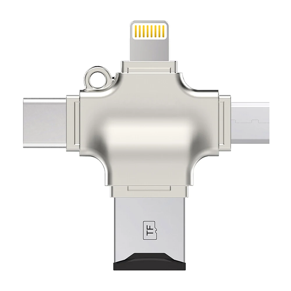 Wihoo 4 в 1 SD кард-ридер Тип usb-c/Micro usb OTG TF/SD кард-ридер для Android и ПК, Iphone устройство чтения карт памяти