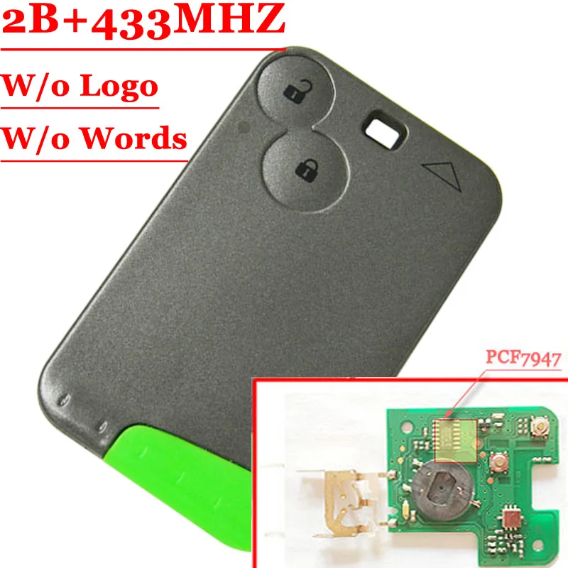 Ceny Darmowa wysyłka (1 sztuk) 2 przycisk inteligentnego klucza 433MHZ dla Renault Laguna espace karty z pcf7947 chip i klucz awaryjny