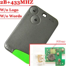 Free Shipping (1pcs) 2 button Smart key 433MHZ for Renault Laguna espace card with pcf7947 chip and Emergency Key