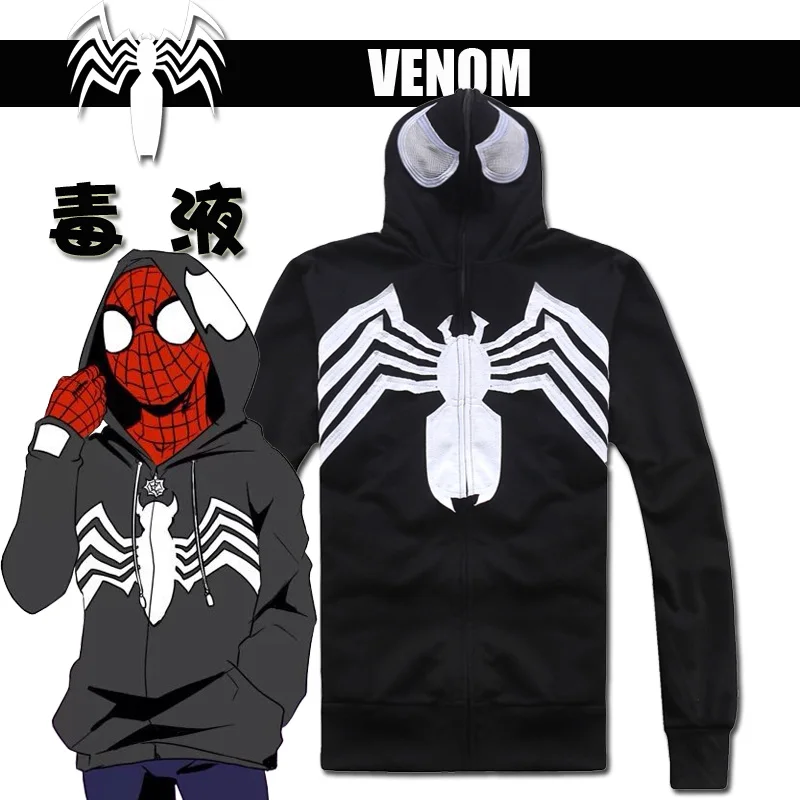 

[Stock]High quality Plus size Marvel Comic Spiderman figure Venom Edward cosplay hoodie jacket Unisex Coat free shipping