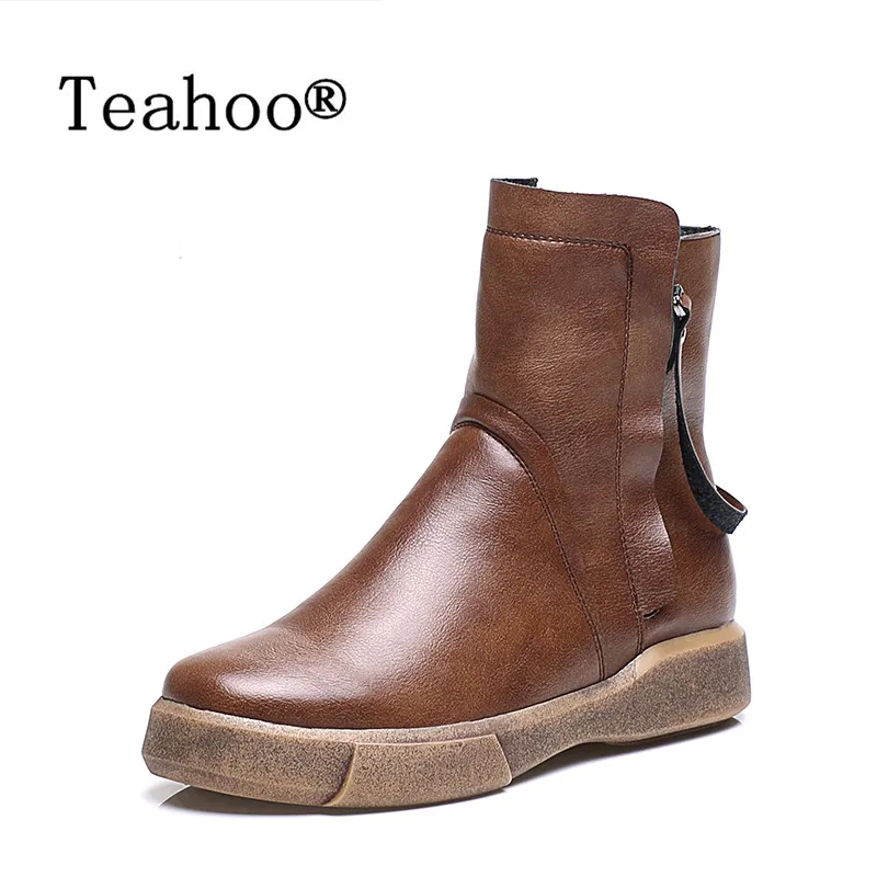 

Shoes Women Retro Boots Flats Ankle Women's Boots Winter Leather Shoes Female Fashion Rubber Soles Superstar Casual Ankle Boots