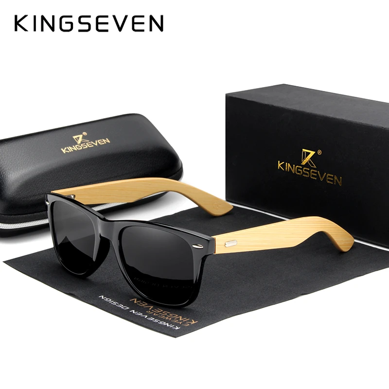 KINGSEVEN gafas de sol de bambú para hombre y mujer, lentes de madera de marca, originales|De los hombres gafas de sol| -