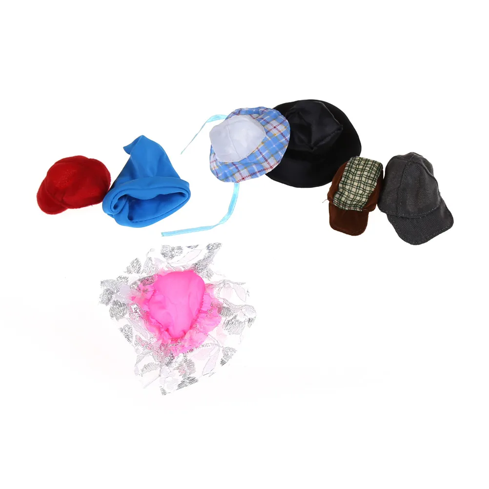 

5PCS Fashion Hat Mixed Style Daily Peaked Cap Handmade Headwear DIY Accessories For Doll Kids Gift Toy Random Pick