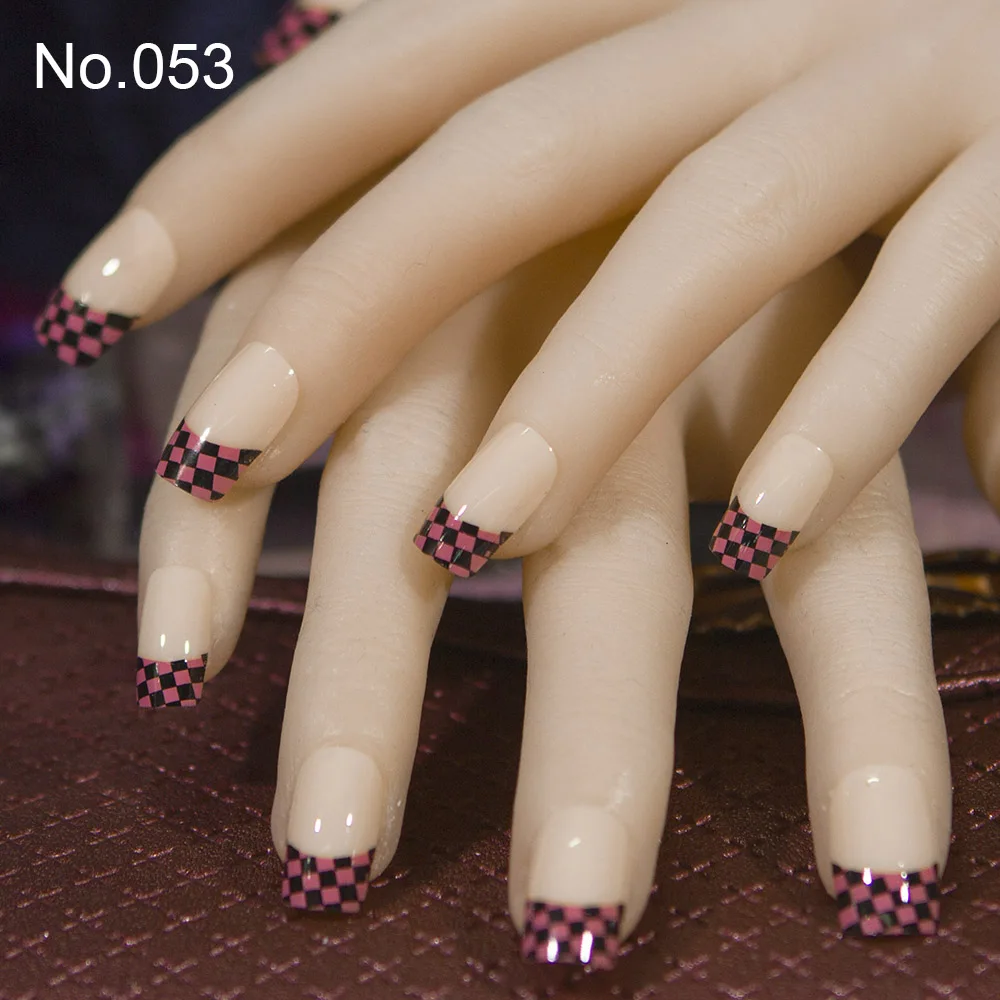 Мода 24 шт./компл. 10 размеров поддельные ногти полное покрытие французские накладные наконечники для ногтей с двухсторонней клейкой