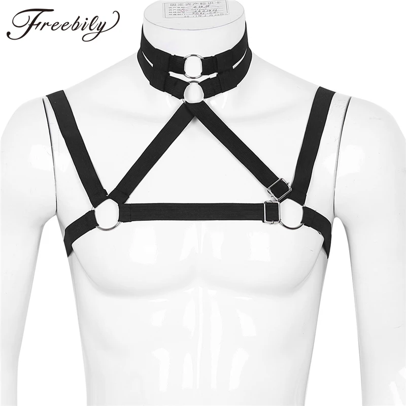 Mens Halter bdsm Bondage Harness Male Elastic Shoulder Body Chest