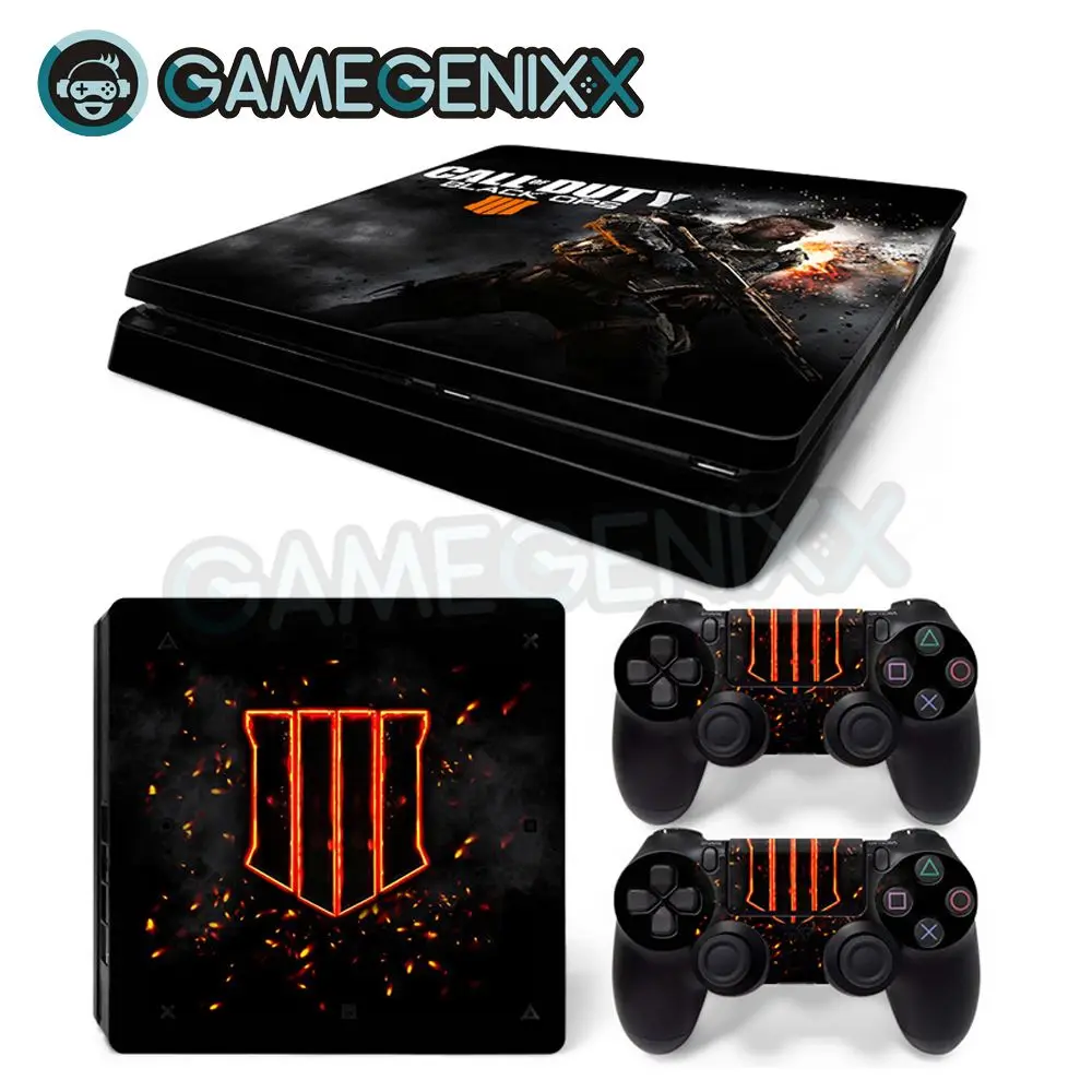 

GAMEGENIXX Skin Sticker Vinyl Decal for PS4 Slim Console and 2 Controllers - Black Sniper Call Duty