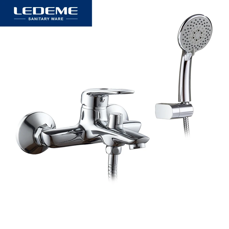 Ledeme Bathroom Bathtub Faucet Handheld Shower Chrome Finish