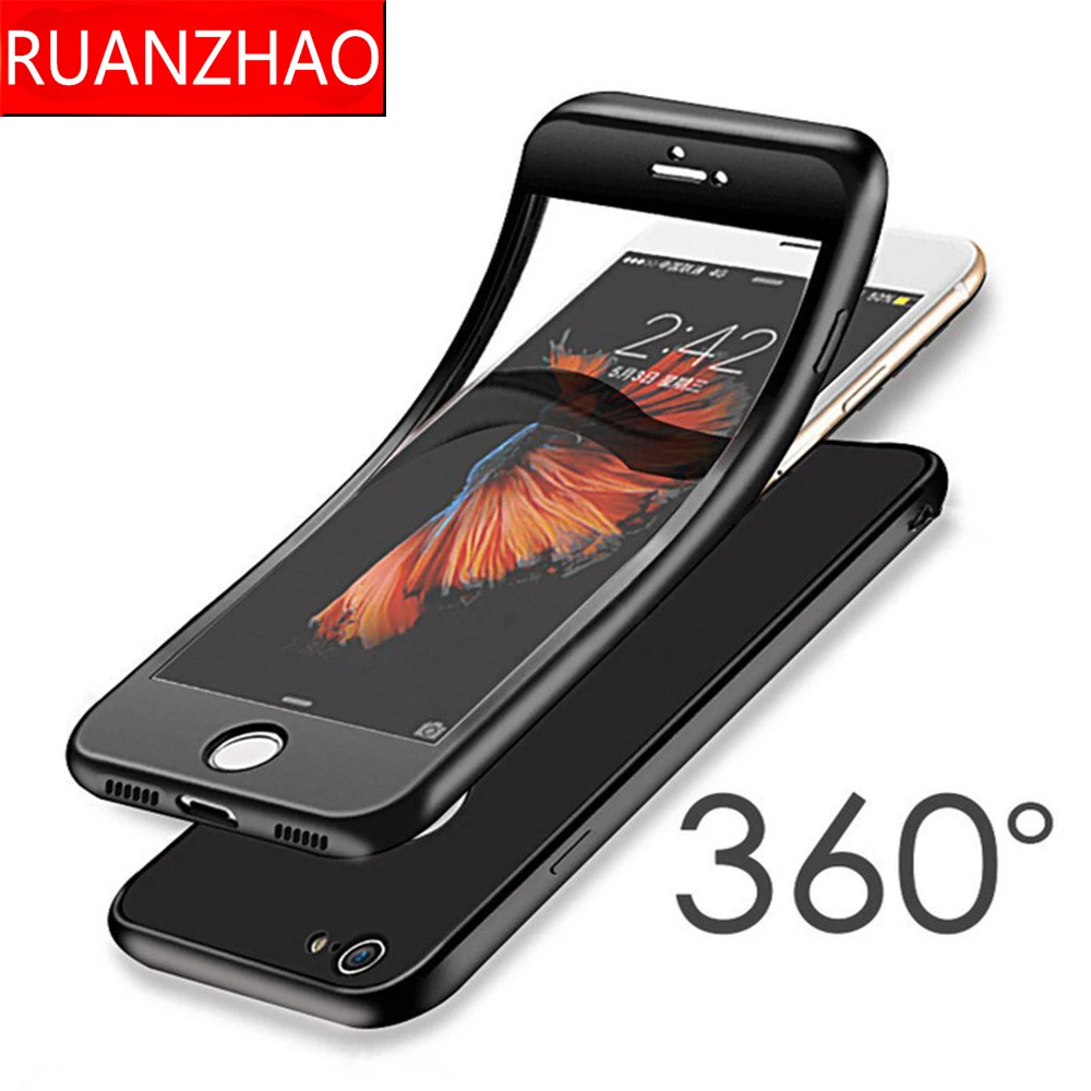 360 Degree Soft TPU Silicon Case For iPhone SE 6s Plus 7 8 Cover X Silicone Full Xr 6 plus XS Max |