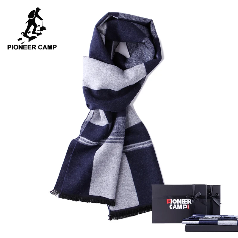 

Pioneer camp soft scarf men with gift box warm autumn winter plaid fashion scarves male knitted scarf AWJ701398A