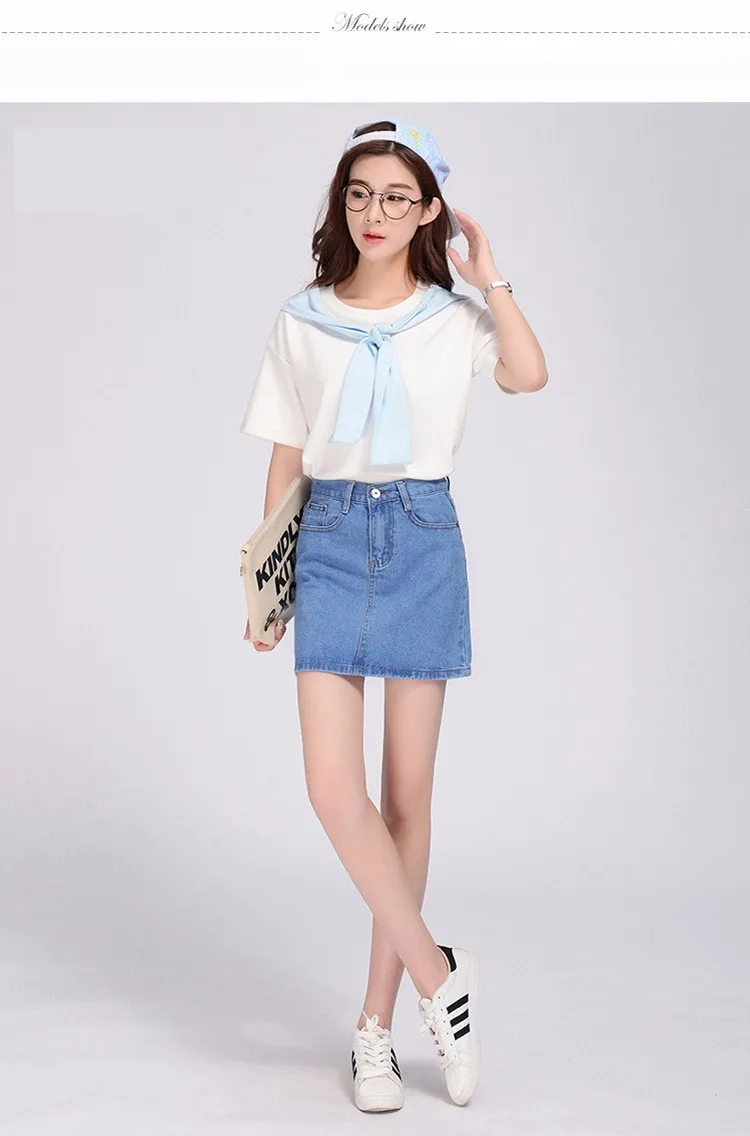 2016 Denim Skirt Women Spring Summer Vintage Casual Female A-Line Jeans Ladies Office Mini Skirt Saia Plus Size S-3XL 3 Colors a