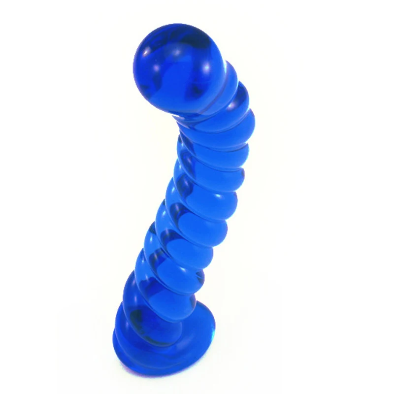 Blue Curve Dildo Women Massager Wand vibrator Pyrex Crystal Dildo Lifelike Glass Dildo Crystal Penis Anal Plug Toys Adult Sex