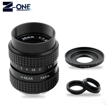 

25mm F1.4 CCTV TV Movie lens+C Mount for Canon EOS M5 M10 Nikon 1 J5 Sony Nex A6300 Pentax Q10 Fuji FX Olympus M4/3 EP5