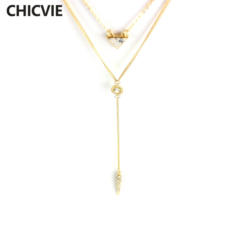 

Triangle Crystal Necklaces & Pendants Mutilayer Turquoise Collar Gold Necklaces Charm Wedding & Engagement Jewelry SNE160092105