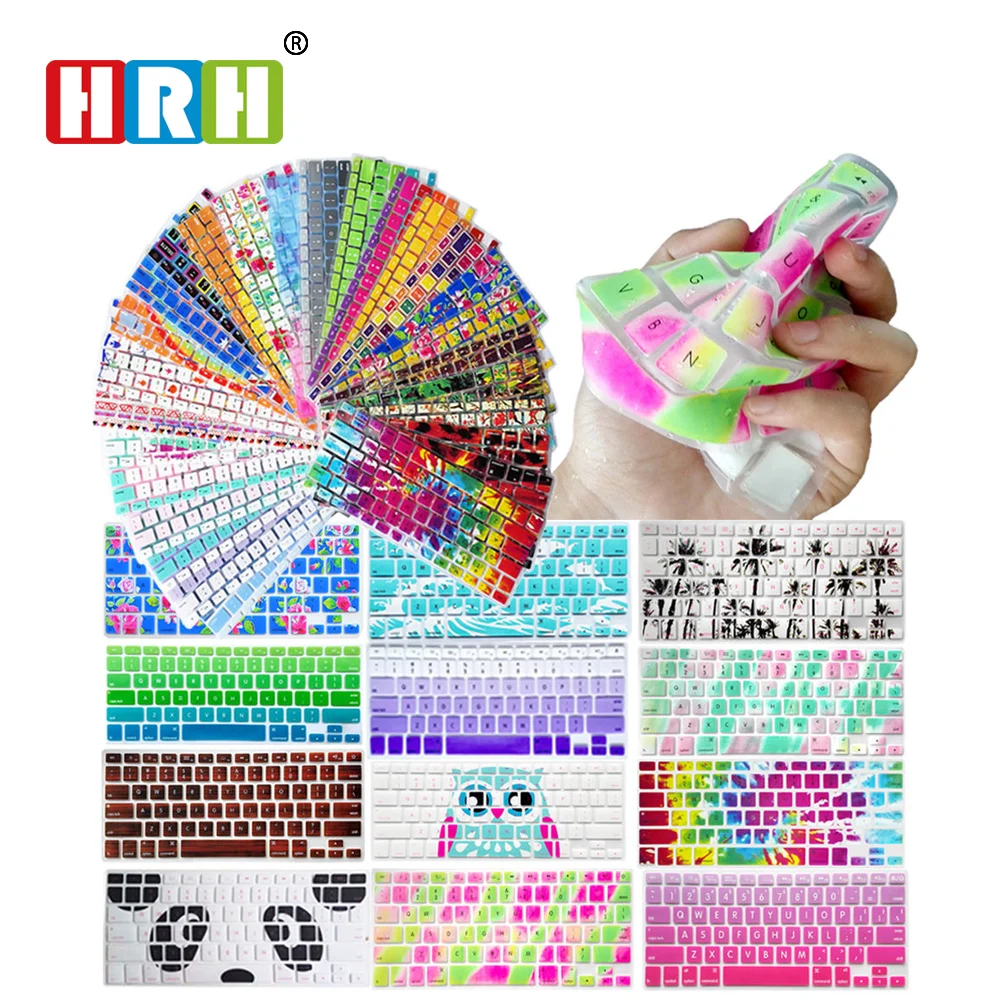 

HRH Decal Animal Rainbow Silicone US Keyboard Cover Keypad Skin Protector For Old Macbook Pro 13 15 17 Air 13 Retina Display 13