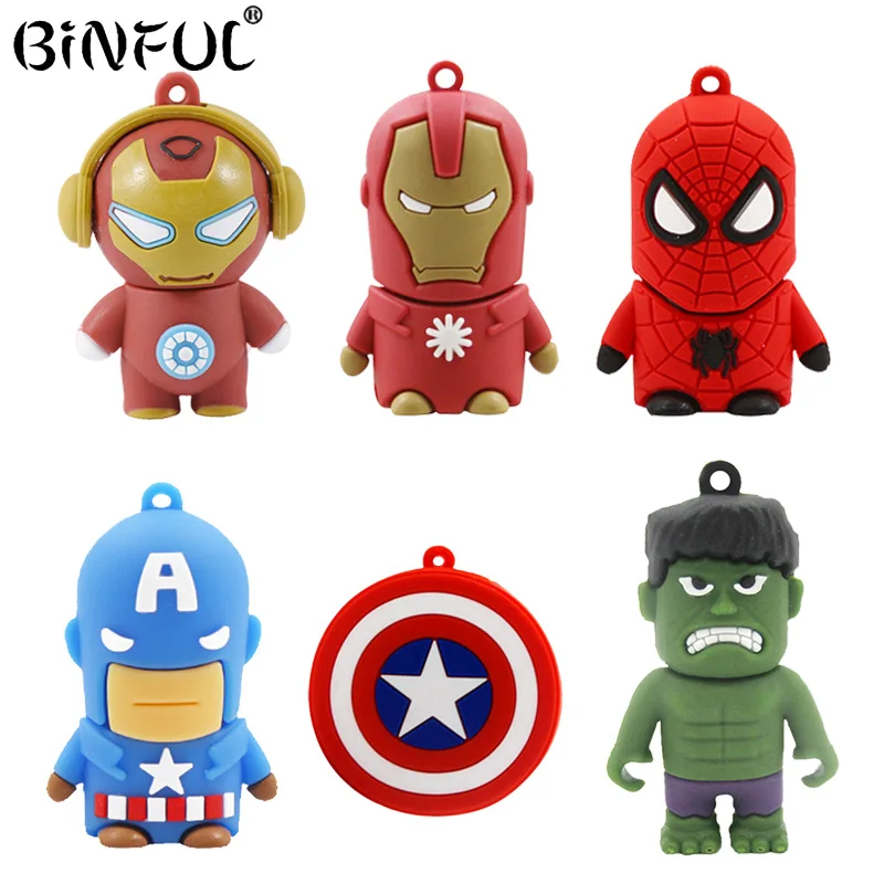 Мультфильм Супер Heros флешки Железный человек USB флэш накопитель 8 г 16 ГБ 32 64 флеш