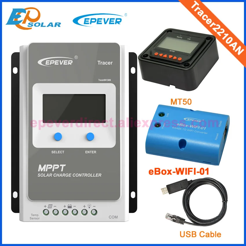 

20A 20amp Tracer2210AN 12v 24v auto work solar portable regulators+USB cable wifi function and MT50 remote meter