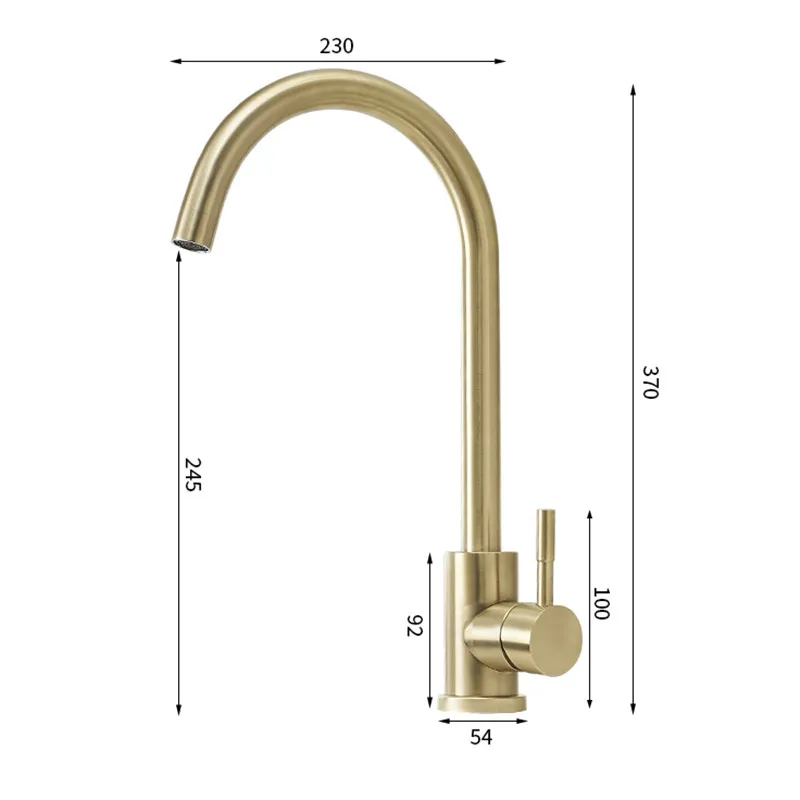 Золотая кисть кухонный кран Золотой sus304 кран с одной ручкой водопроводный кран Золотая кисть раковина кран холодный и горячий смеситель кран MJ1109GB