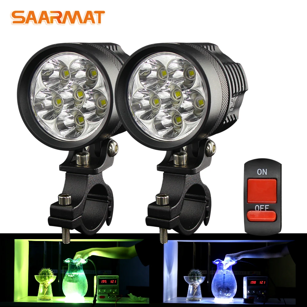SAARMAT Dual Color white yellow motorcycle headlight led with Cree chip