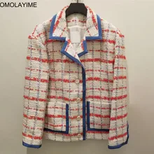 FOMOLAYIME клетчатые куртки пальто женские Модная европейская Дизайнерская куртка женские осенние зимние куртки и пальто