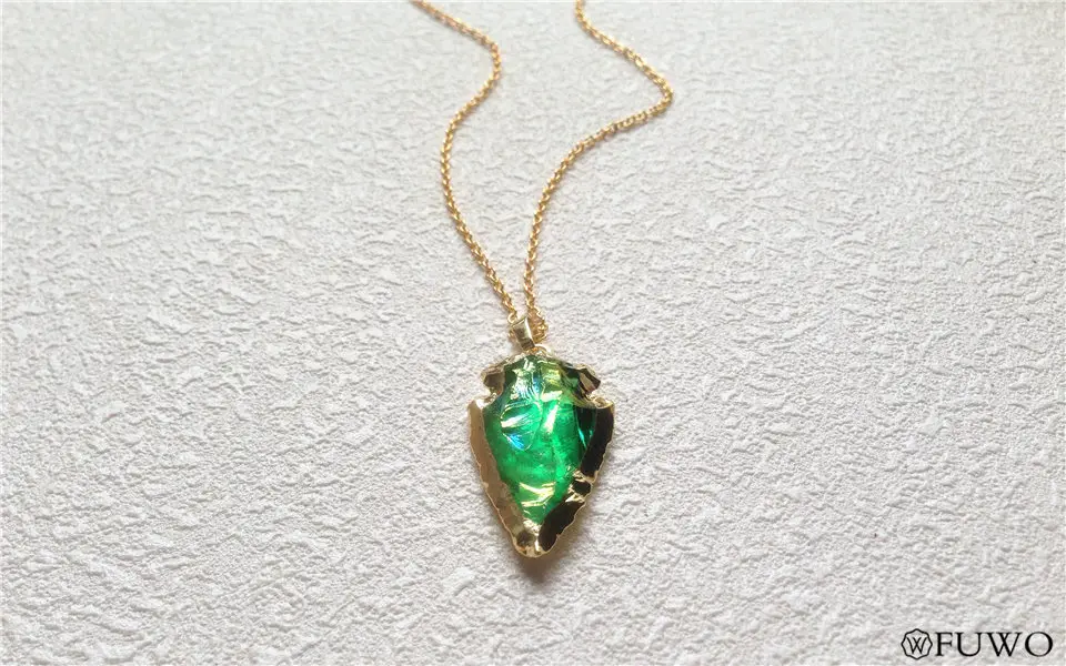 Aura Quartz Crystal Arrowhead Necklace 8