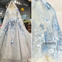 Многоцветная трехмерная вышивка пайетками кружевная ткань свадебное платье Hanfu ручной работы diy аксессуары материалы