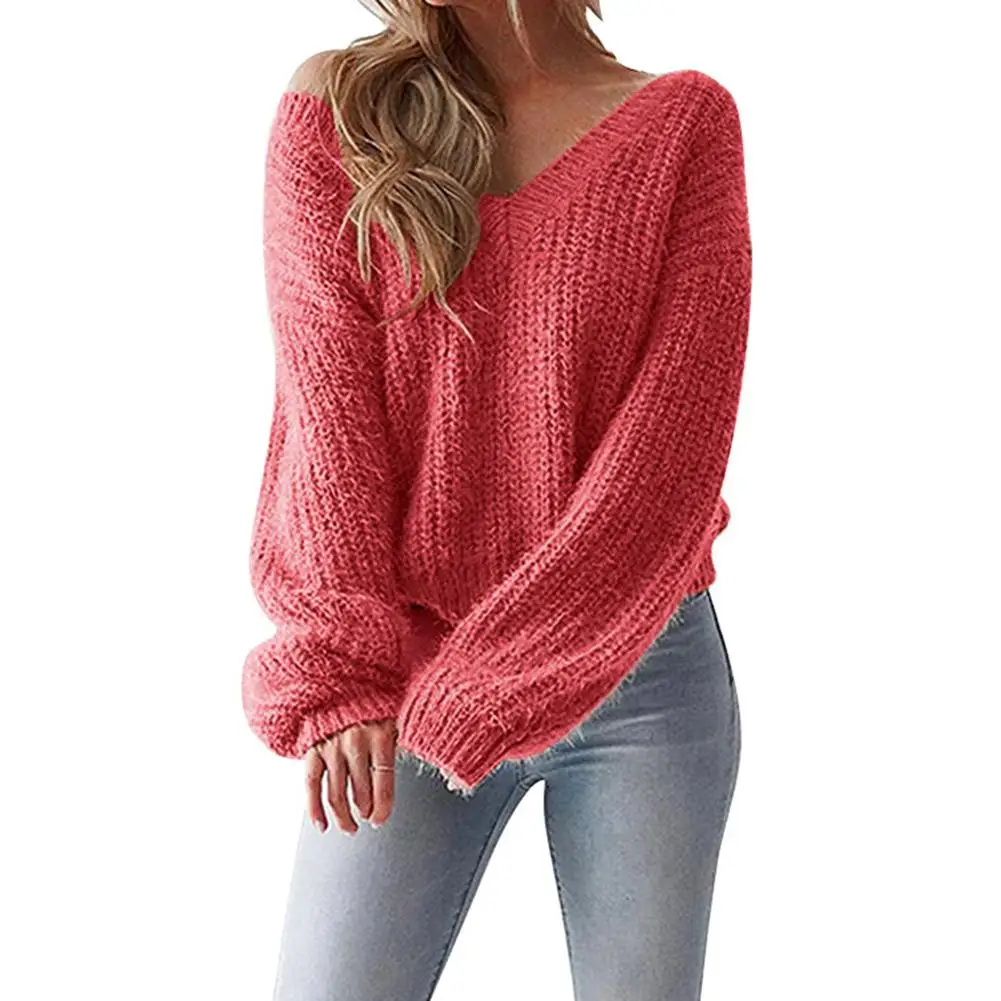 2018 новый сексуальный свитер с открытой спиной и v-образным вырезом Женский
