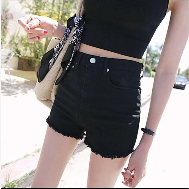 

Europe Blue Crimping Denim Shorts For Women 2019 Summer New Brand Trendy Slim Casual Plus Size Womens High Waist Shorts
