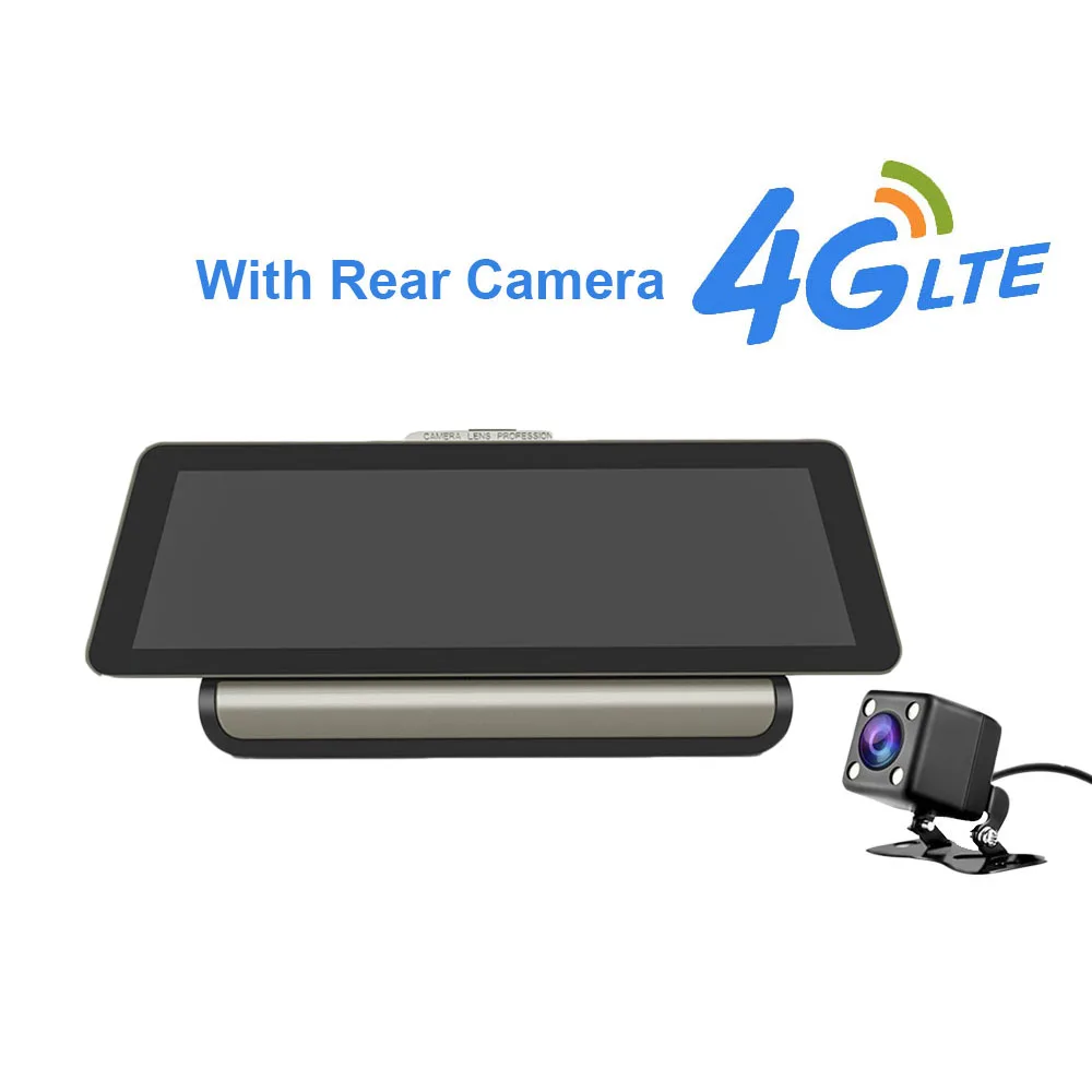 4G With Rear Cam 10 ''сенсорный экран 3g 4G Wifi зеркало заднего вида автомобиля dvr камера 1080P камера gps навигация ADAS Авто регистратор двойной объектив камера - Название цвета: 4G With Rear Cam