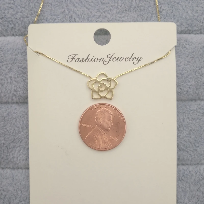 Sinya 925 sterling Silver or gold Rose flower charm pendant necklace for girl lover women Valentine's Day gift Chain length 42cm (9)