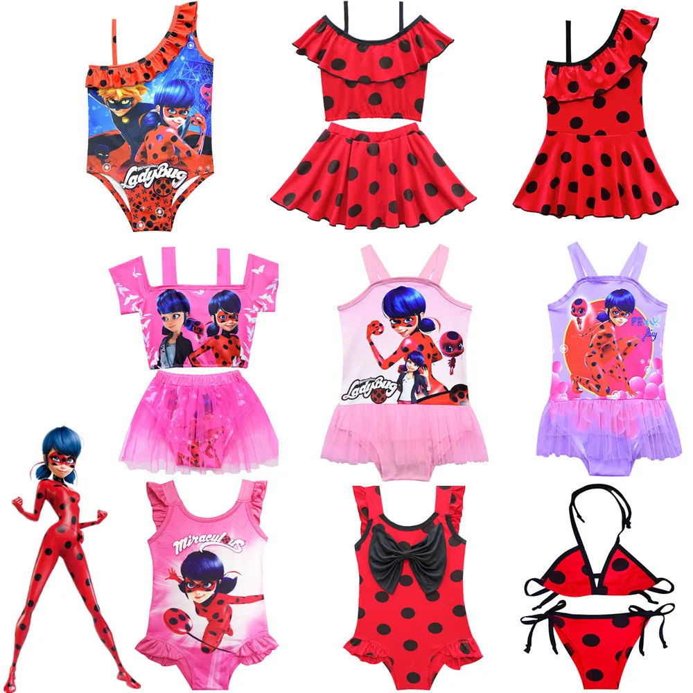 

2019 Child Kids Toddler Baby Girls Ladybug One Piece or Two-Piece Swimming Swimwear Bathing Swimsuit Lady bug Bikini set moana