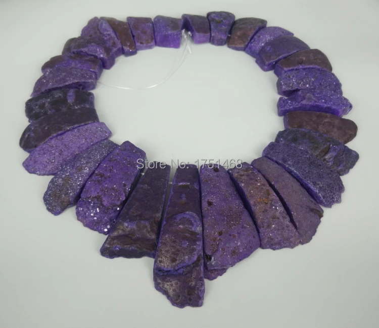 

New Arrival Roughly 31pcs Purple Gems Stone Necklace Point Pendant, 2017 Finding Top Drilled Beads for Jewelry Making Designer