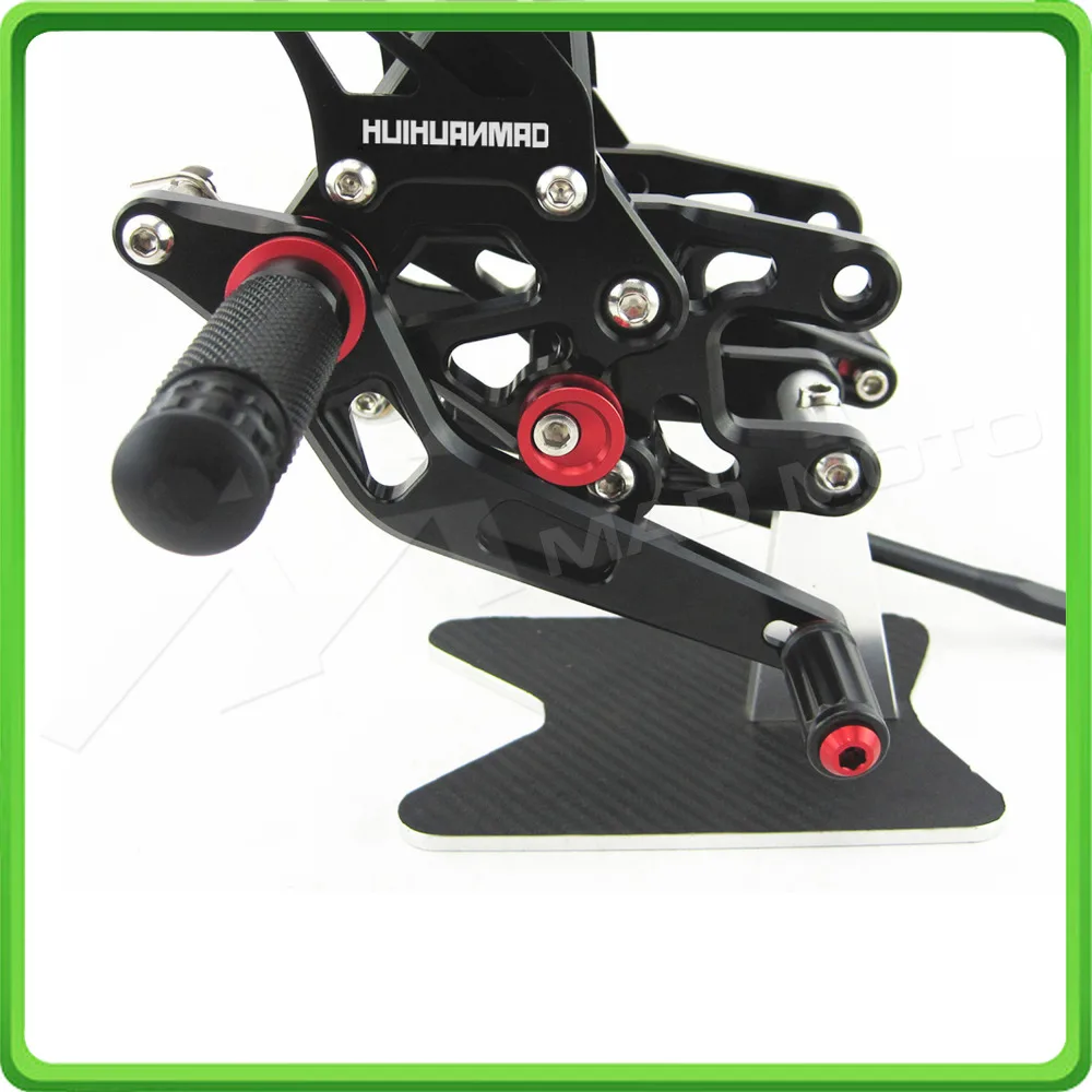 CNC Adjustable Rearsets Rear set sets Foot Rest Pegs Pedal For KAWASAKI NINJA ZX10R ZX 10R ZX-10R 2004 - 2005 Black (4)