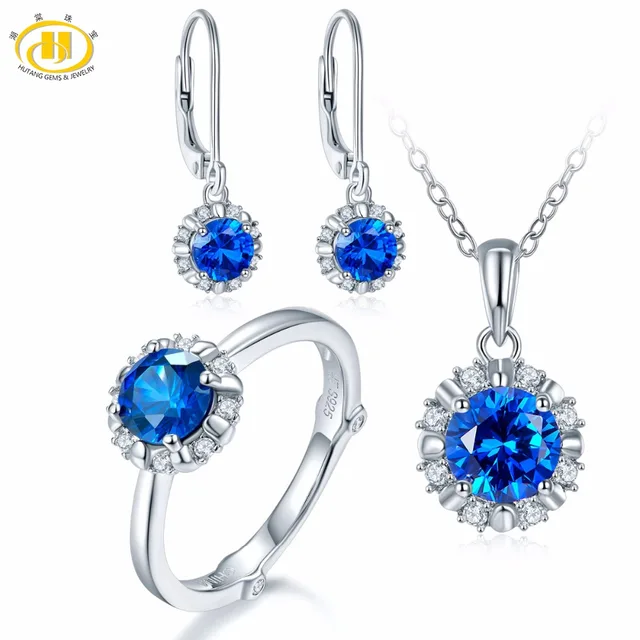 Hutang Natural September Birthstone Created Shire Solid 925 Hutang Natural September Birthstone Created Shire Solid 925 Sterling Silver Ring Pendant Earrings Gemstone Jewelry Sets