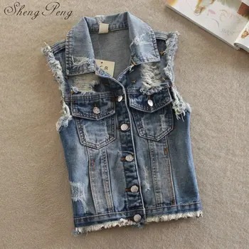 

Denim vest fashion womens denim vest 2018 new arrivlas female waistcoat jeans denim vest female CC330