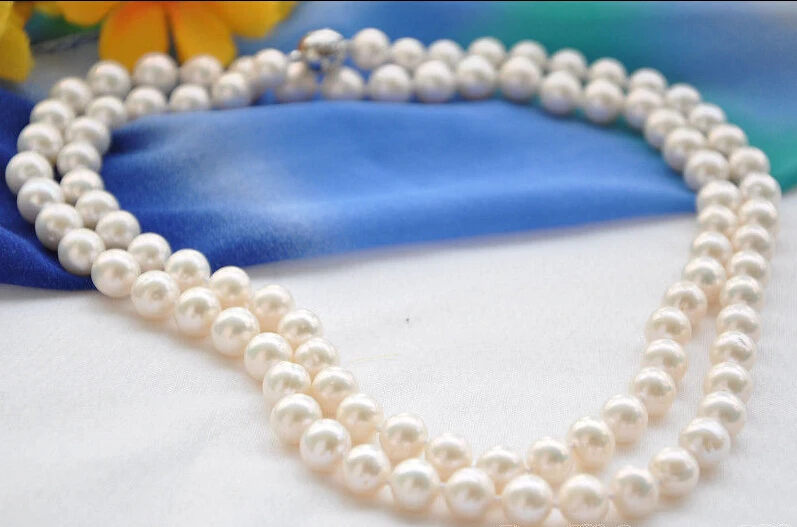 

z5831 A++ 32" 10mm white round freshwater cultured pearl necklace