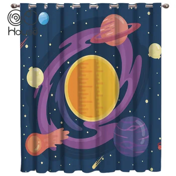 

CoCoHouse Delayering Universe Window Treatments Curtains Valance Room Curtains Large Window Curtain Lights Living Room Decor