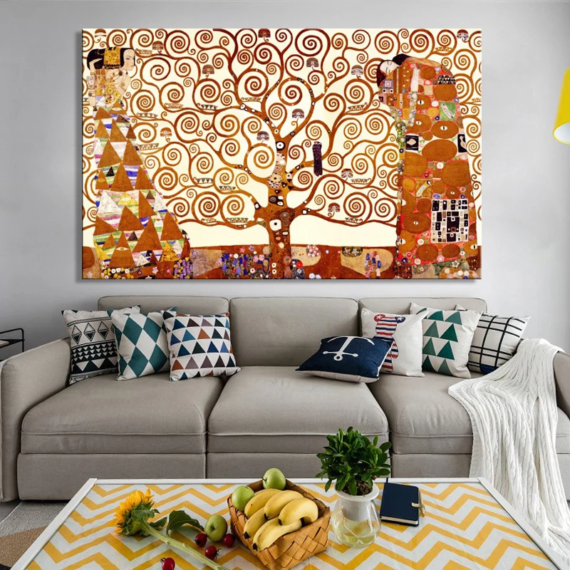 

Famous Painting The Tree of Life by Gustav Klimt Oil Painting on Canvas Posters and Prints Wall Art Pictures for Living Room