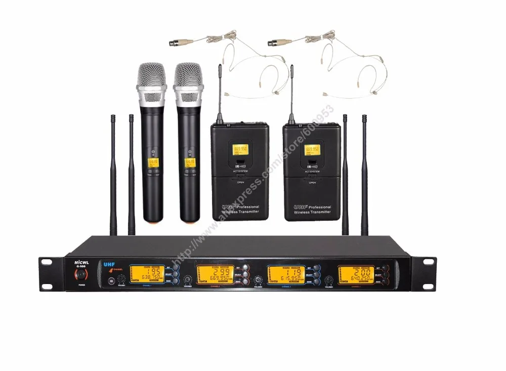 

Pro MICWL-AUDIO UHF 400 Channel G-900H Wireless microphone system DJ & Karaoke Microphone 2 Handheld 2 Skin Thin Headset