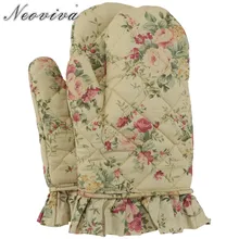 Neoviva хлопок квилтинг печь Прихватки для мангала для женщин с оборками Doris набор из 2 Цветочный пыли Цитрон микроволновые печи кухня интимны