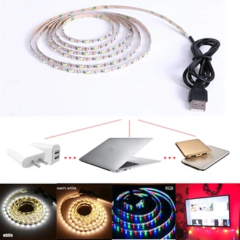 

USB LED Strip 2835SMD DC5V Flexible LED light Tape Ribbon 1M 2M 3M 4M 5M HDTV TV Desktop Screen Background Bias lighting