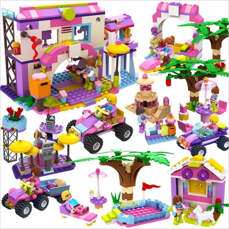 

8 In 1 Girl series House Car Playground Compatibie Legoings Building Blocks Toy Kit DIY Educational Children Birthday Gifts