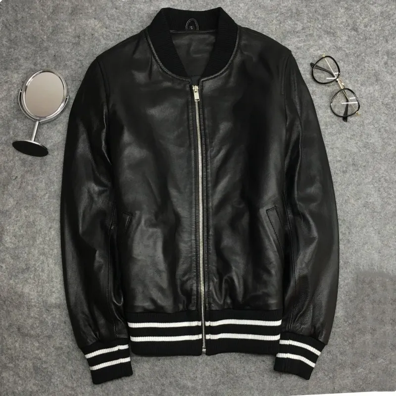 Men/women High quality real leather jackets Chic sheepskin leather bomber jackets coat Women's leather casual coat G037